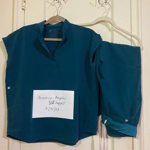 Caribbean Blue Figs Scrub Set (Zamora Pants, Yola Pants, Rafaela Top)